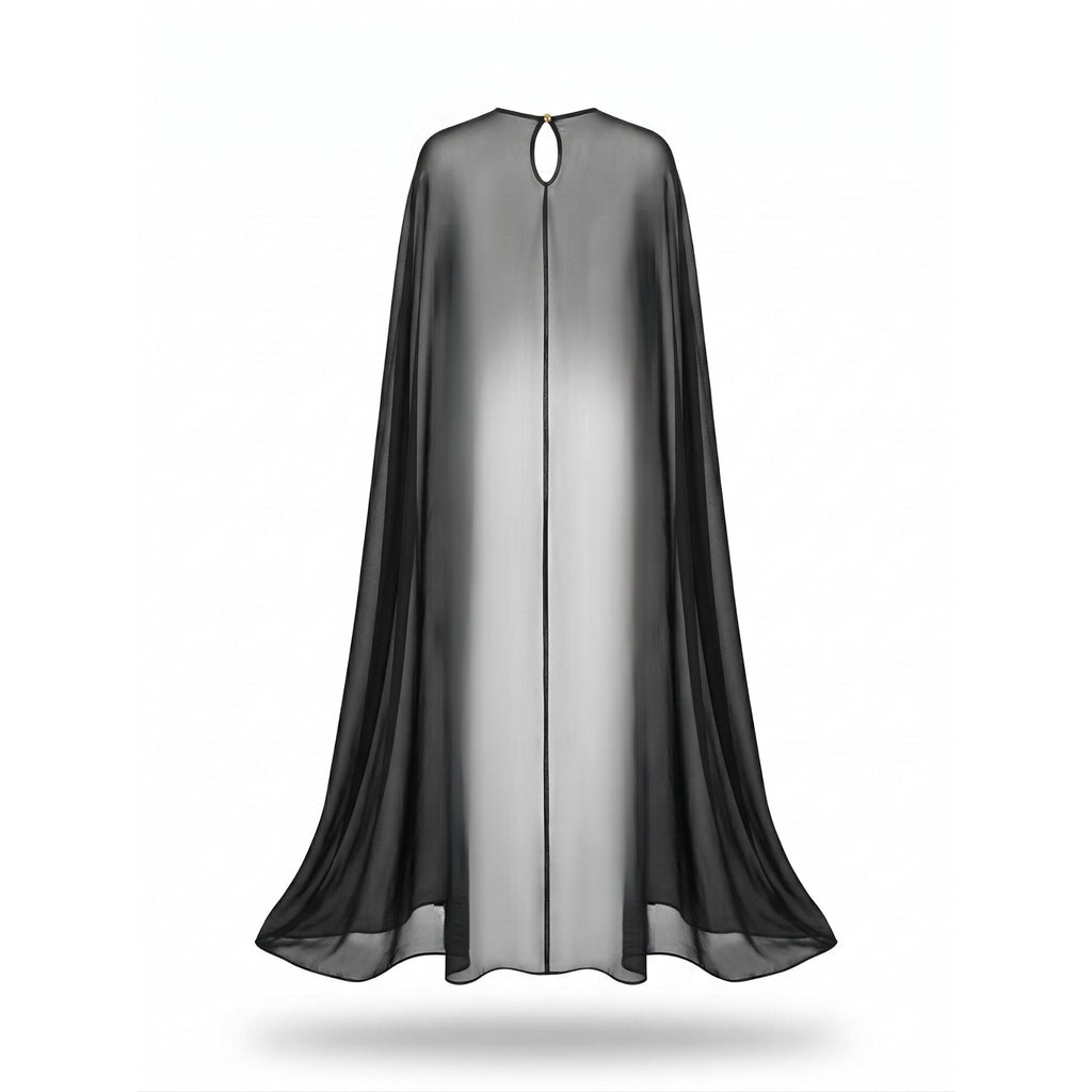 Capă Lungă din Voal Negru – Eleganță, Versatilitate și Design Sofisticat