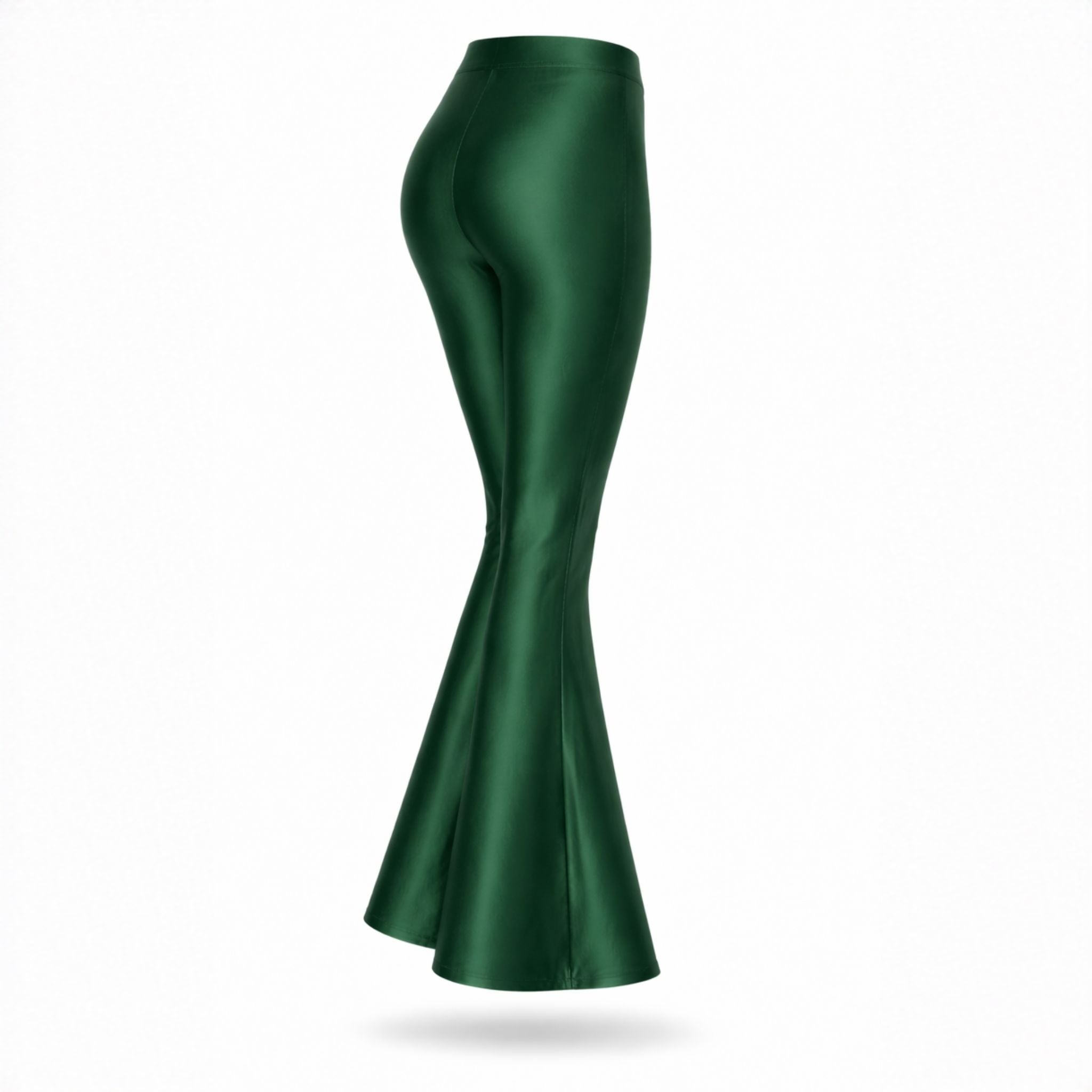 Colanți evazați verzi sidefat Foxy Luxury talie înaltă clopot pronunțat - vedere laterală produs