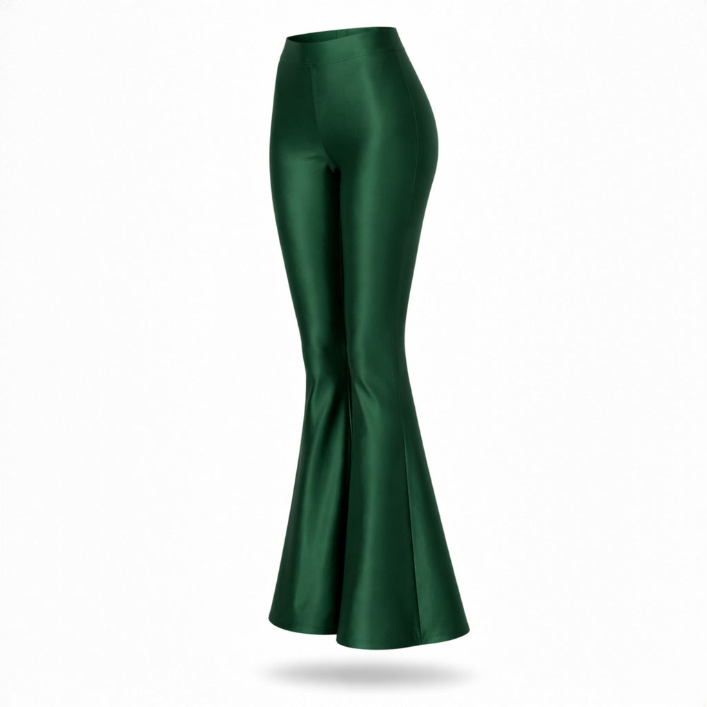 Colanți flare verzi Foxy Luxury FXY25 lycra premium efect irizant - vedere laterală produs