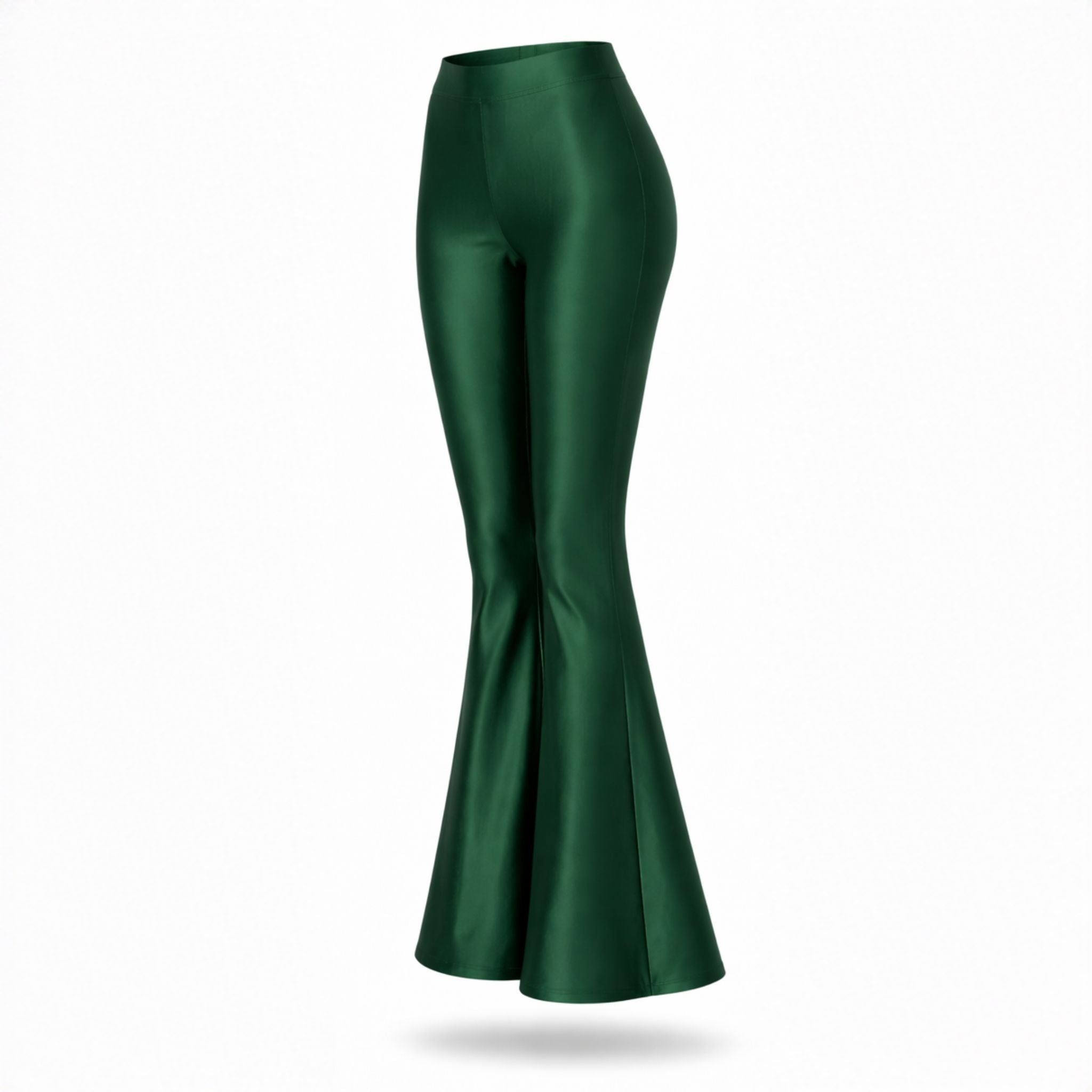 Colanți flare verzi Foxy Luxury FXY25 lycra premium efect irizant - vedere laterală produs