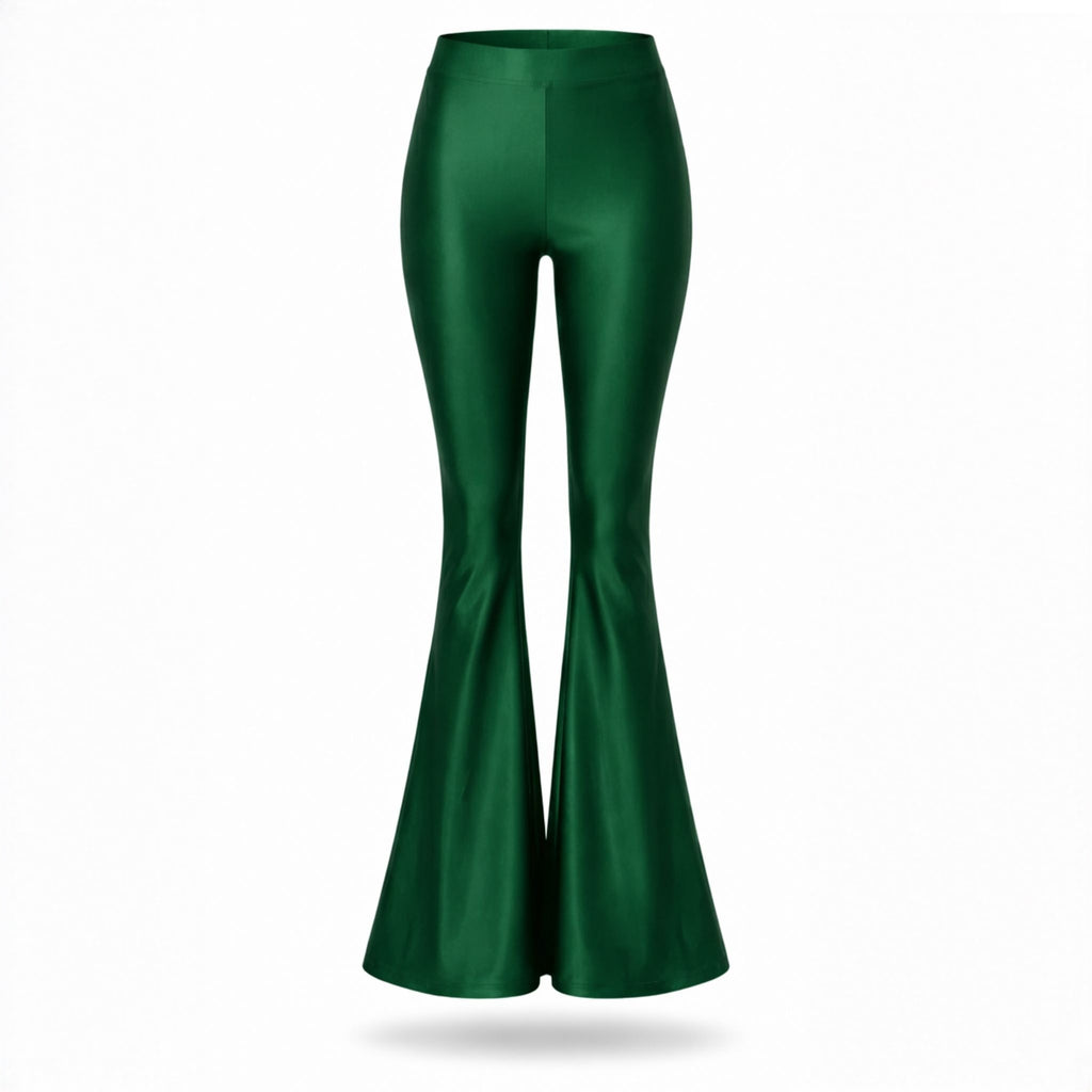 Colanți flare verzi Foxy Luxury FXY25 vedere frontală - nuanță verde profund