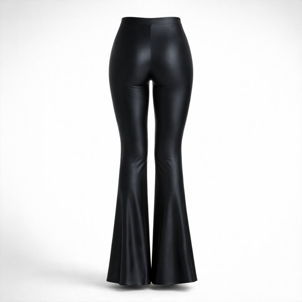 Design retro-chic si croiala evazata eleganta colanti negri luciosi Foxy Luxury