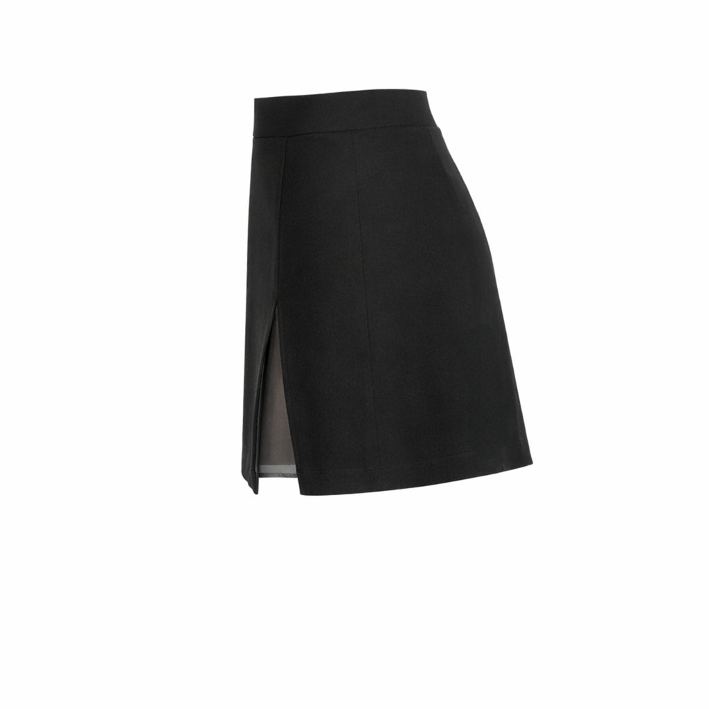 Fusta neagra scurta cu tulle pe picior