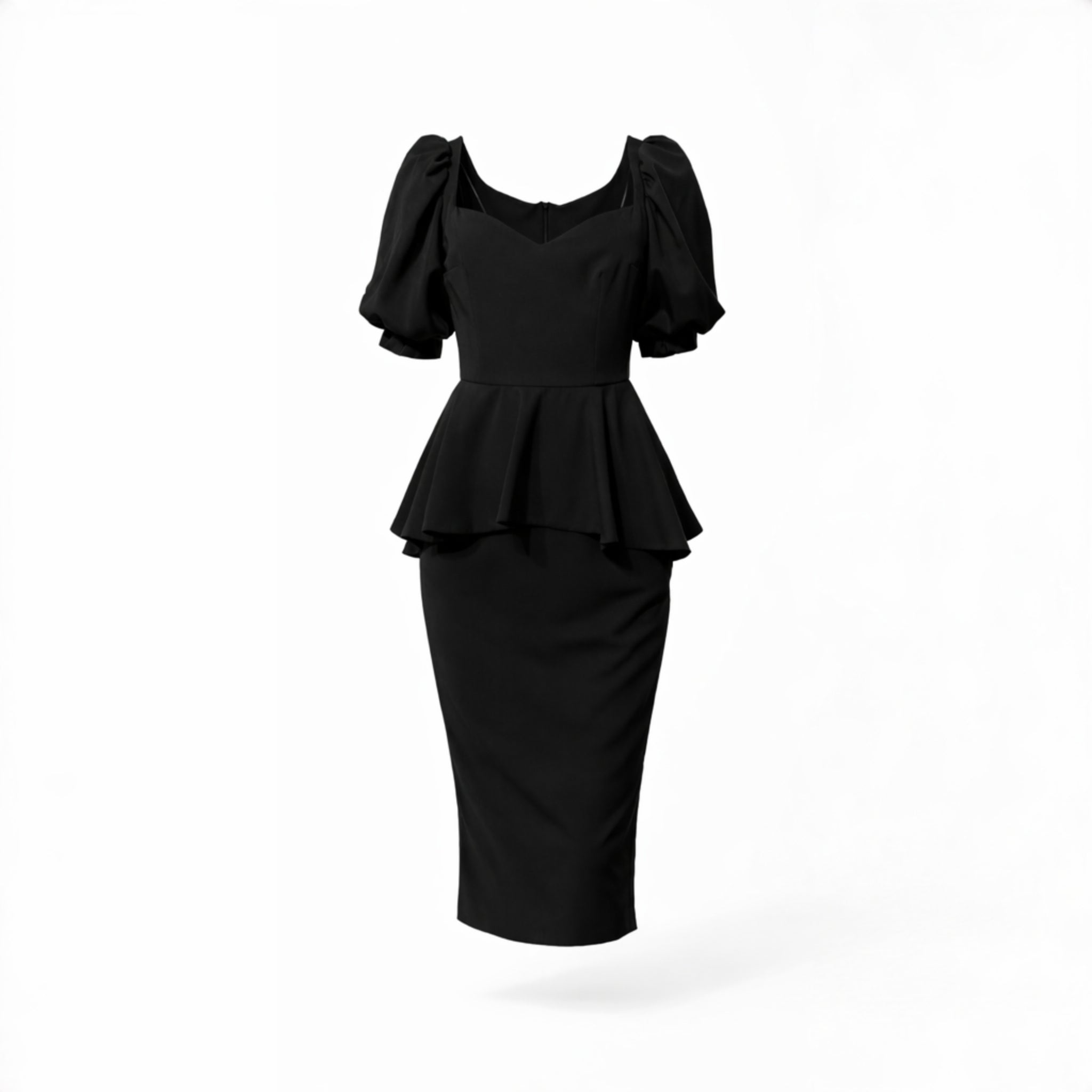 Rochie midi cu peplum în talie și șlit la spate – eleganță care modelează silueta