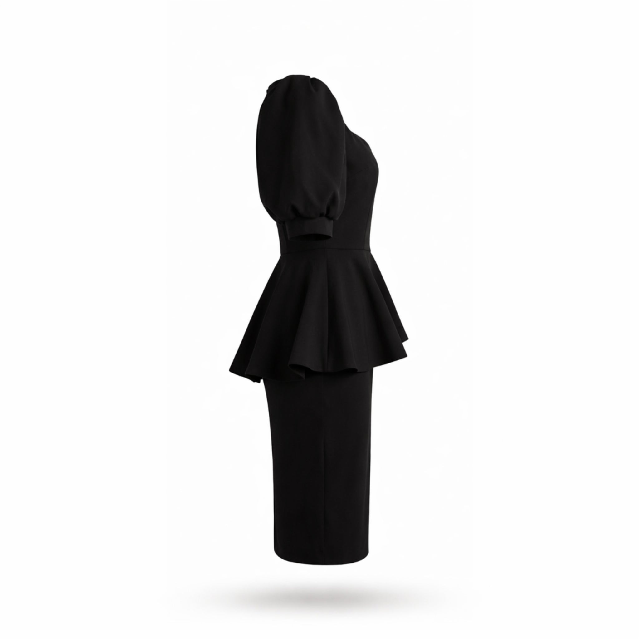 Rochie midi cu peplum în talie și șlit la spate – eleganță care modelează silueta