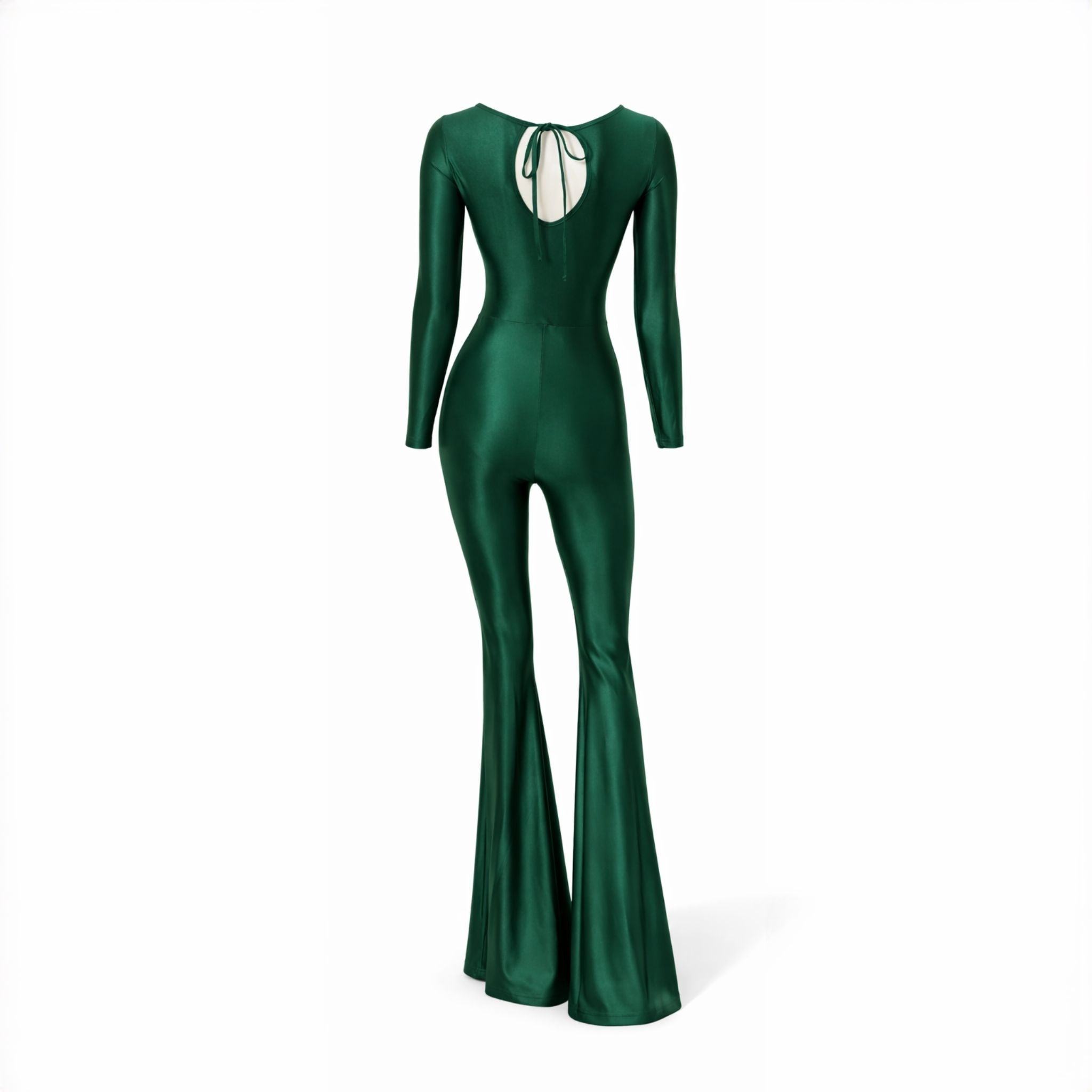 Salopeta verde cu efect modelator din lycra cu pantaloni evazati 
