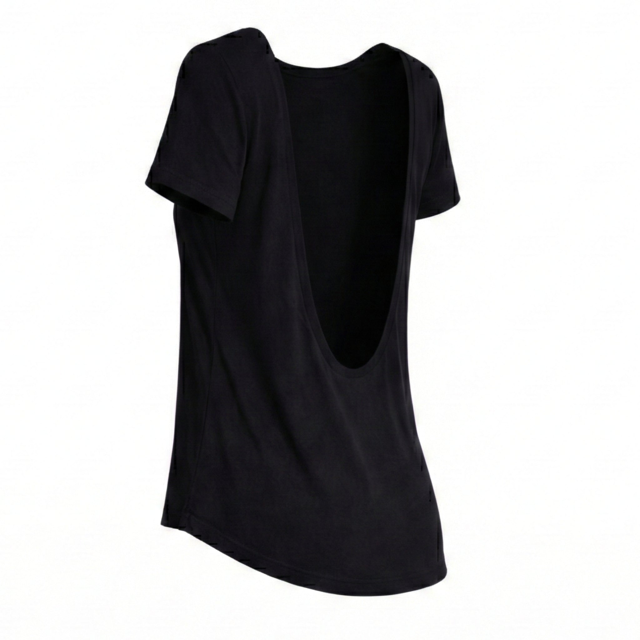 Tricou negru din bumbac cu spatele gol