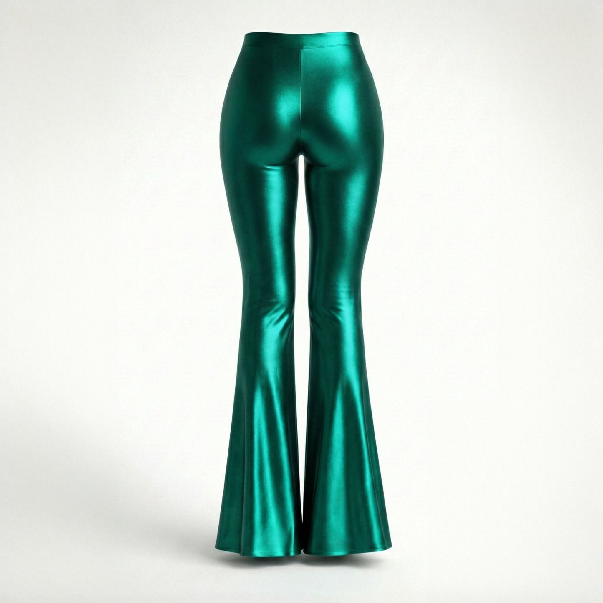 Colanți evazați verzi smarald irizant Foxy Luxury FXY25 - vedere spate efect modelator