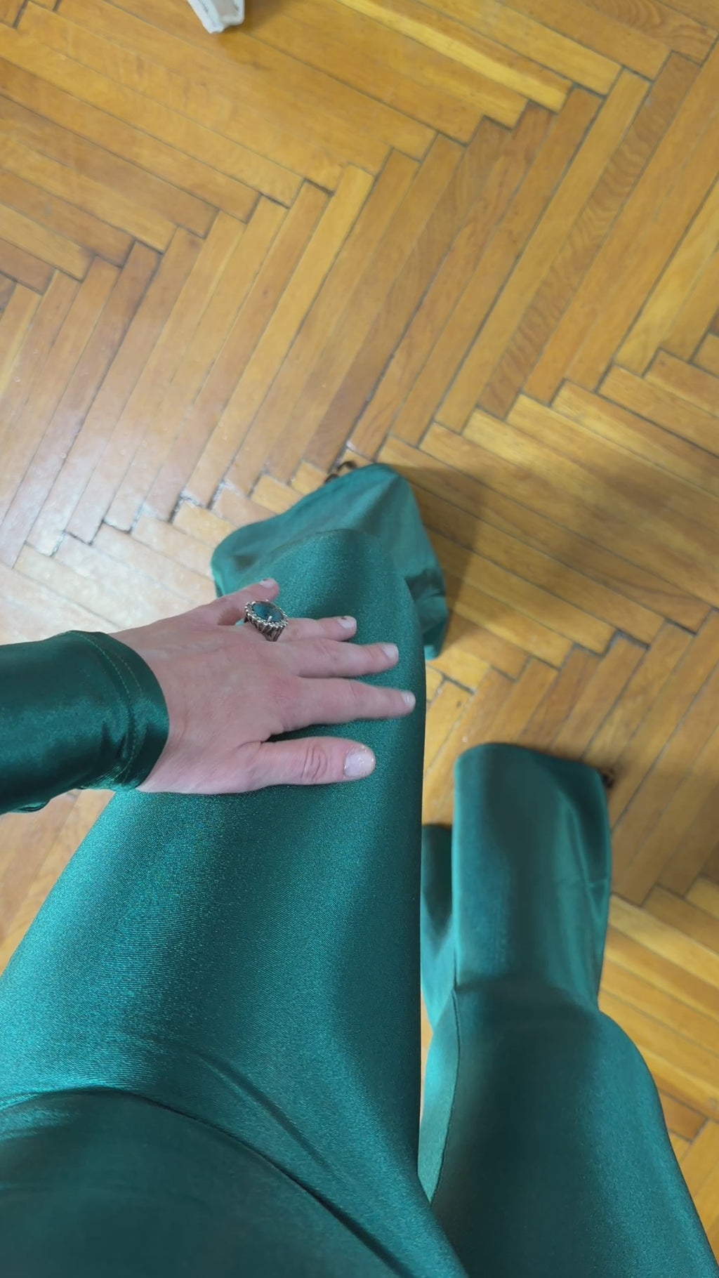 Colanți Evazați Foxy Luxury – Verde Smarald, Talie Înaltă și Lycra Premium