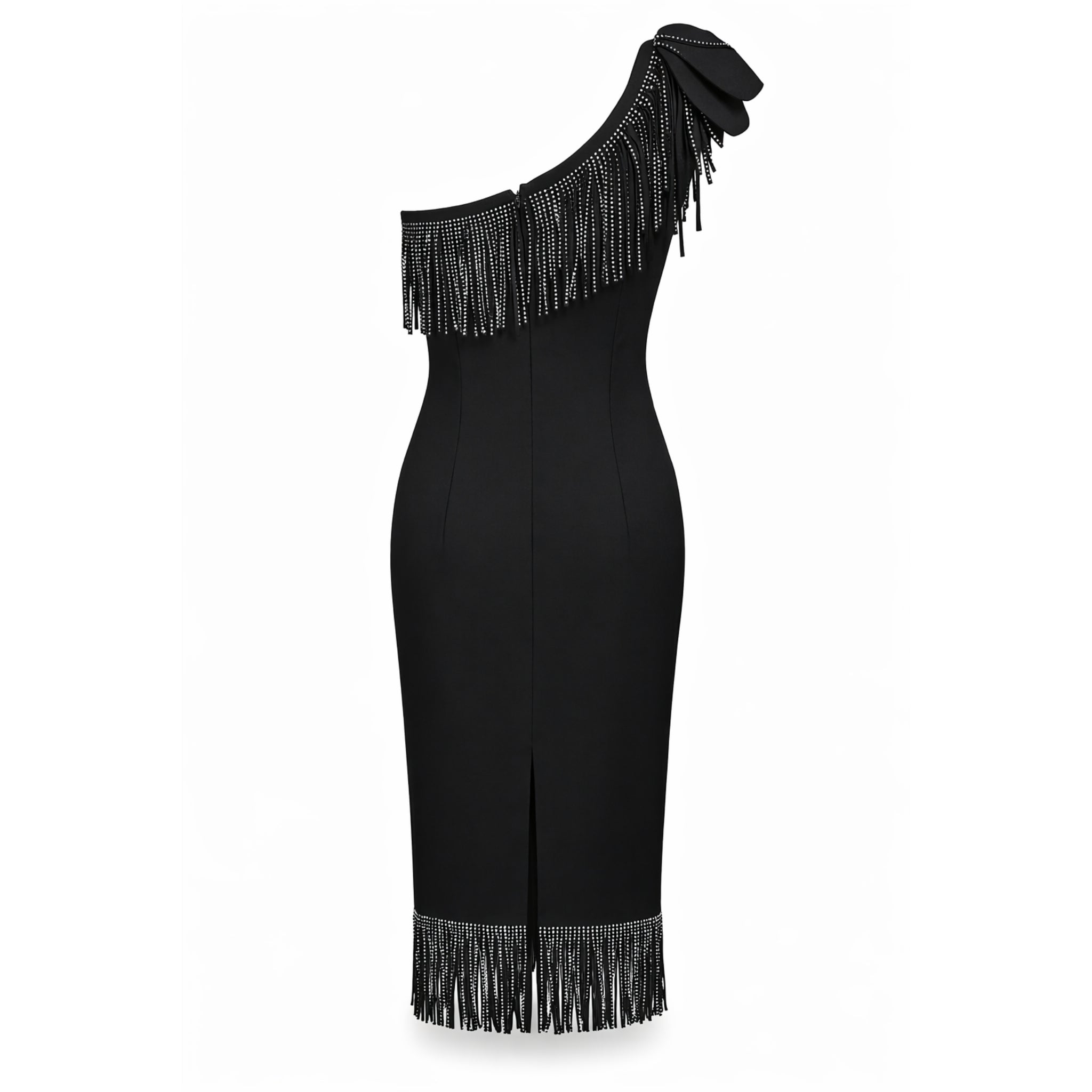 Rochie fashion cu franjuri strălucitoare și cristale decorative