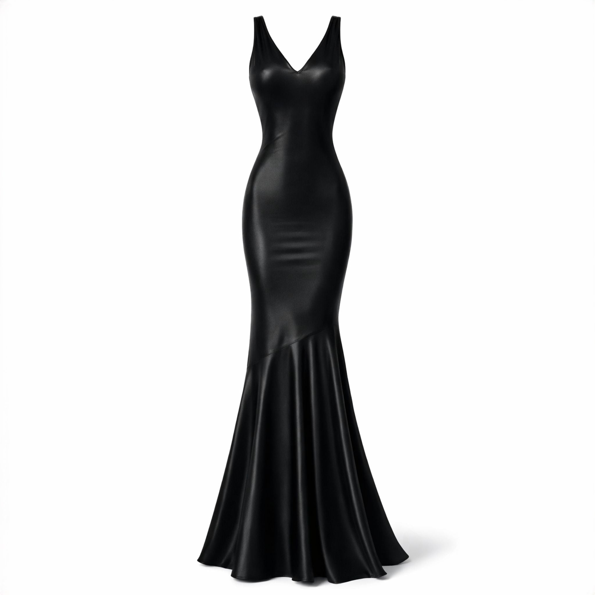 Rochie Elegantă Neagră Stil Sirenă cu Efect Modelator