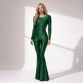 Salopeta verde cu efect modelator din lycra cu pantaloni evazati